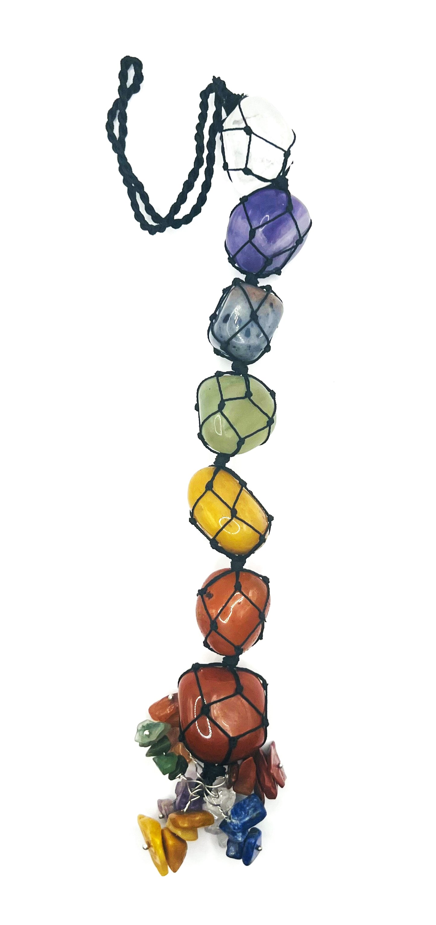 Chakra Natural Gemstone Hanging in Black Thread with Gemstone Chips