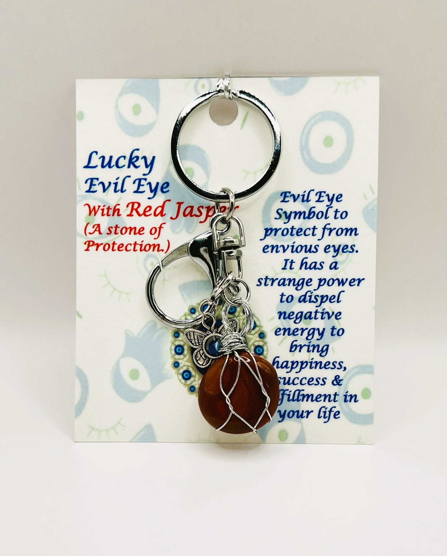 Red Jasper Evil Eye Keychain