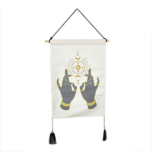 Palm White Moon Tapestry Wall Hanging