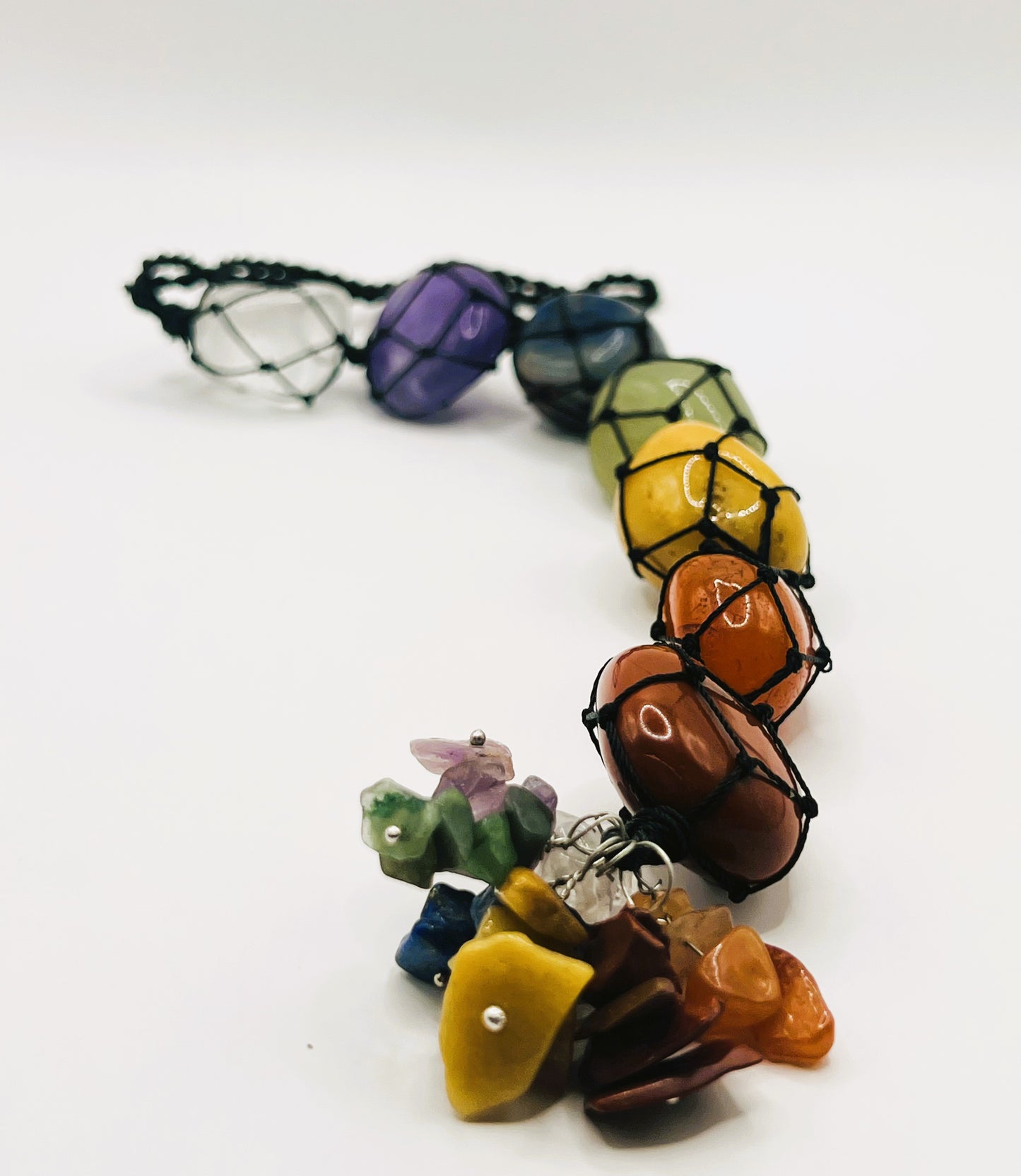 Chakra Natural Gemstone Hanging in Black Thread with Gemstone Chips