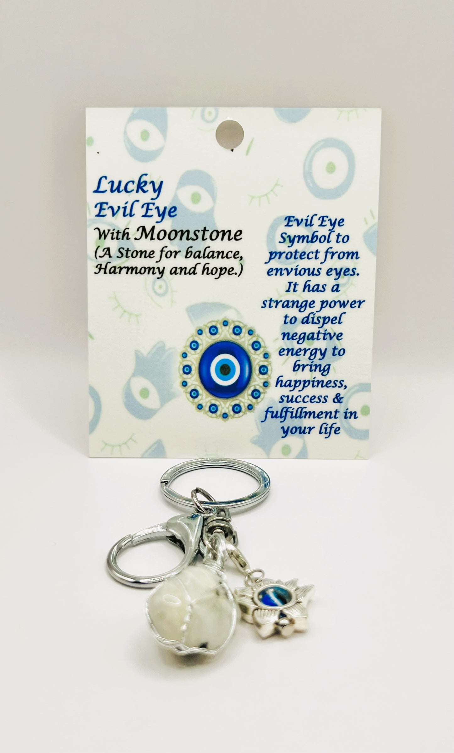 Moonstone Evil Eye Keychain