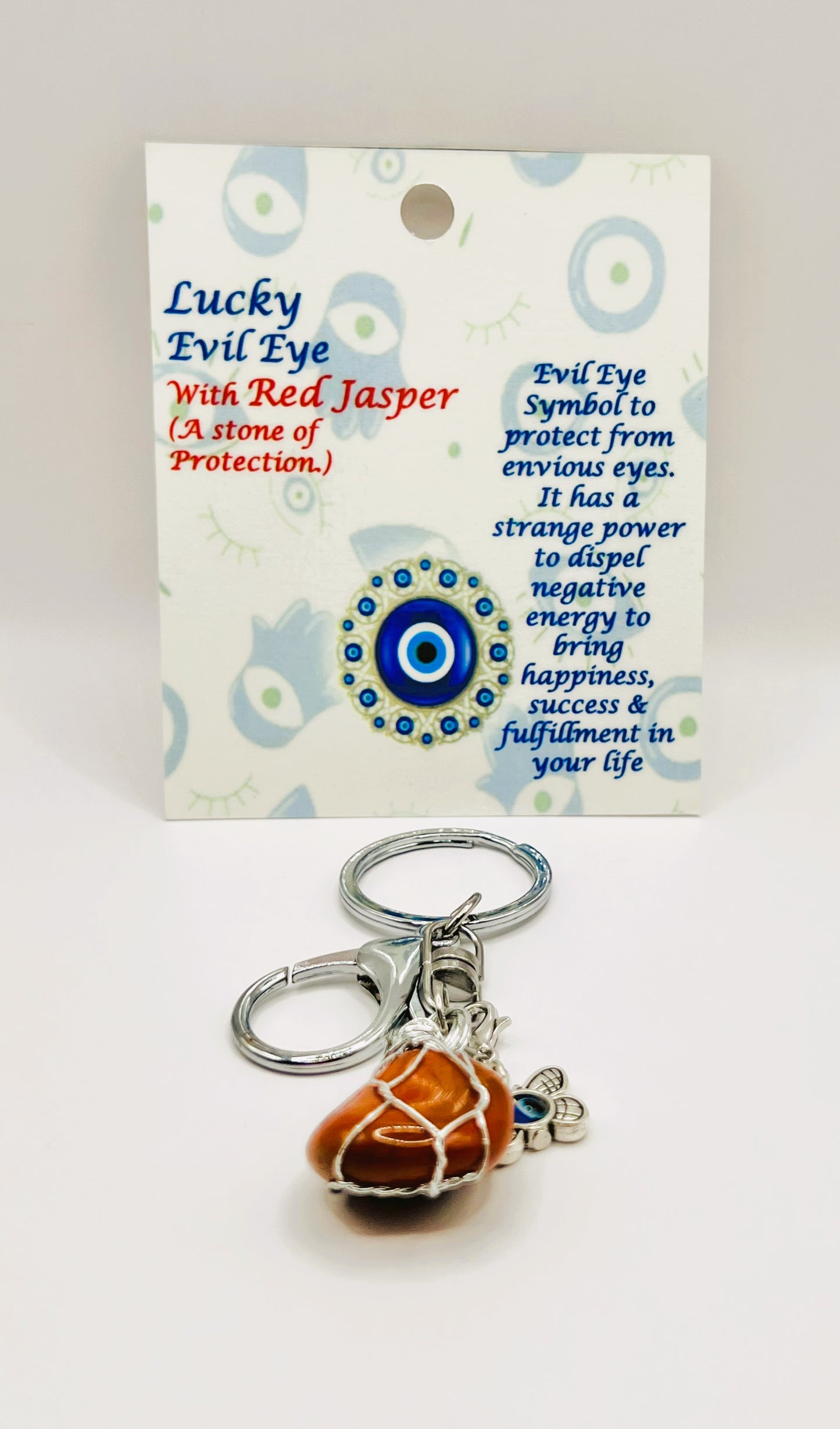 Red Jasper Evil Eye Keychain