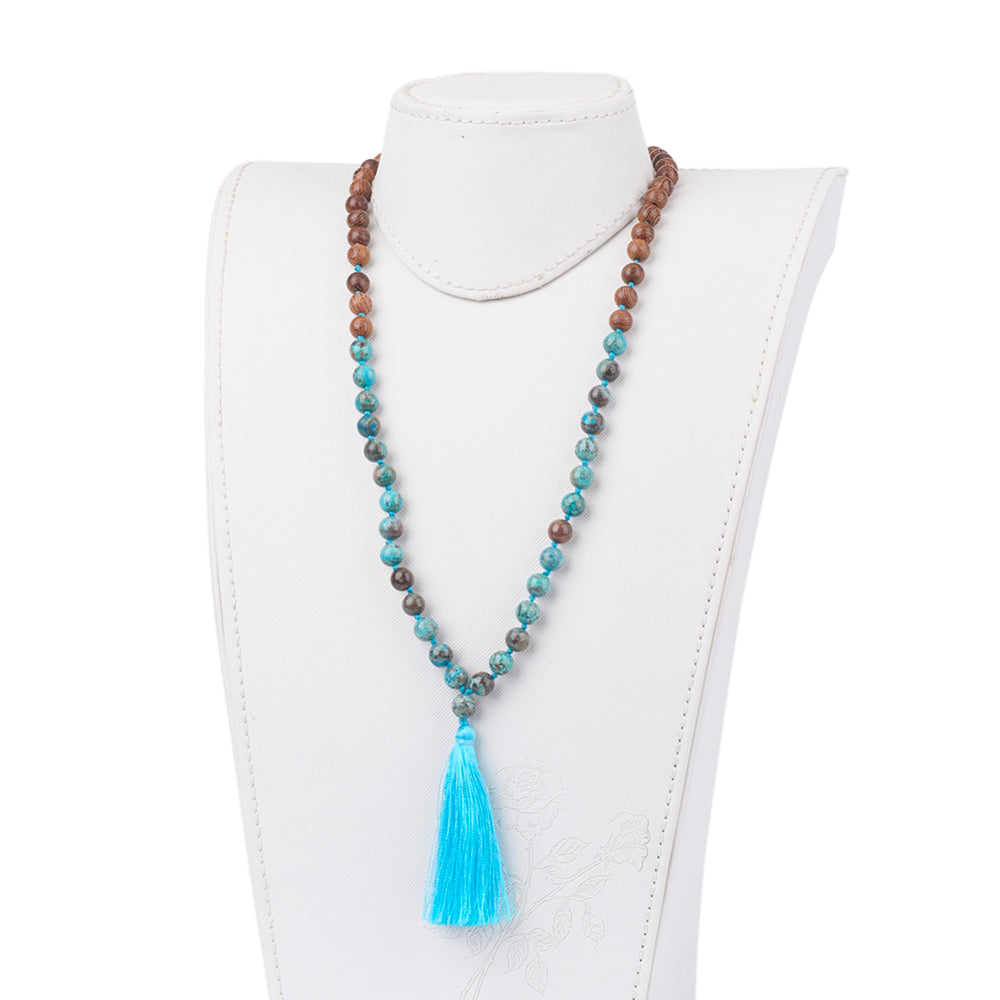 Ocean Jasper Wood Bead Mala