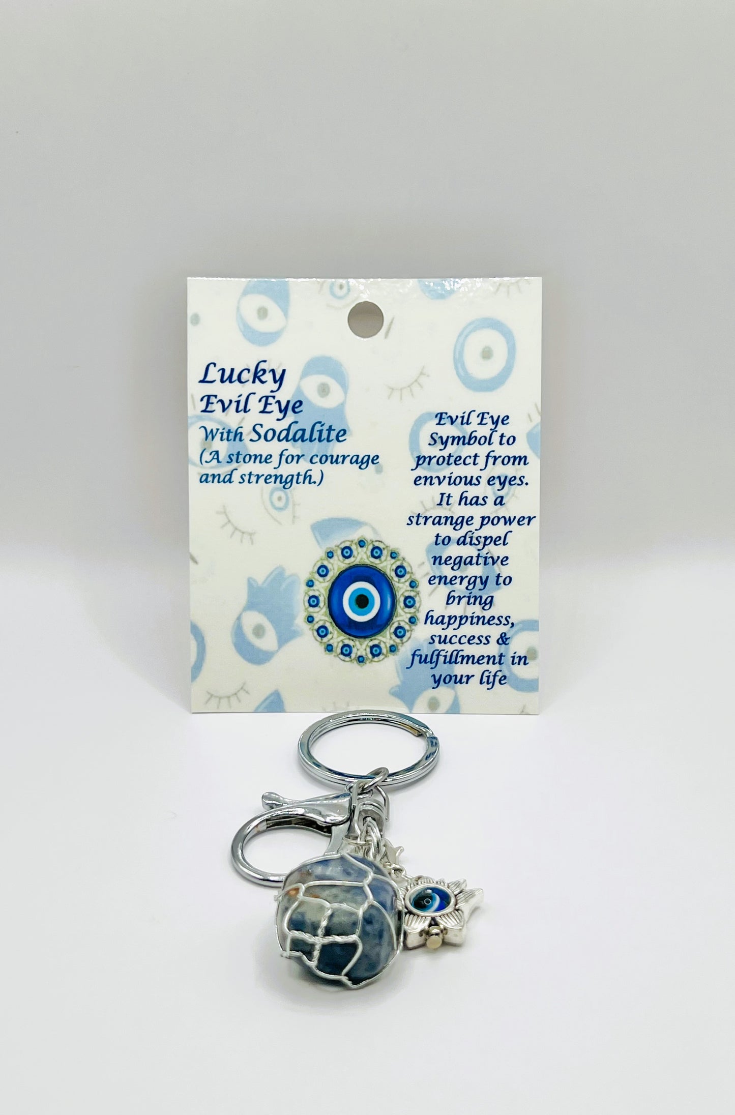 Sodalite Evil Eye Keychain