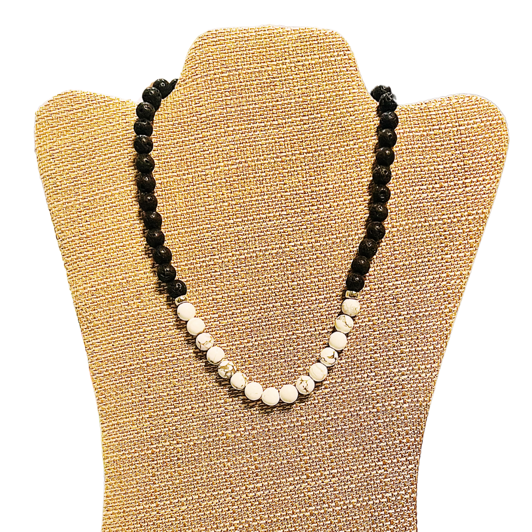 Natural Lava Aromatherapy Frosted Gemstone Necklace