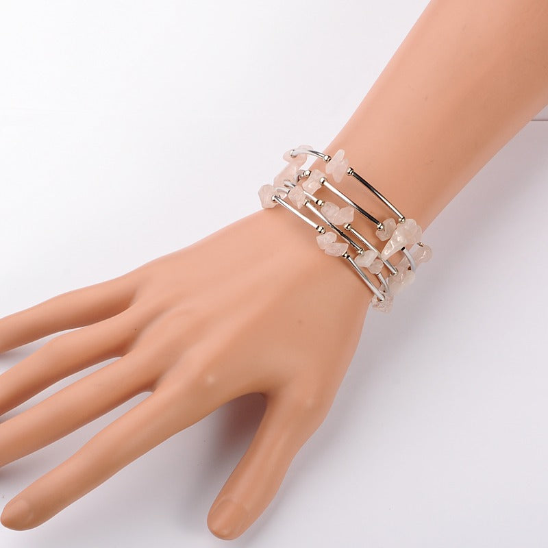 Rose Quartz Chip Wrap Bracelet