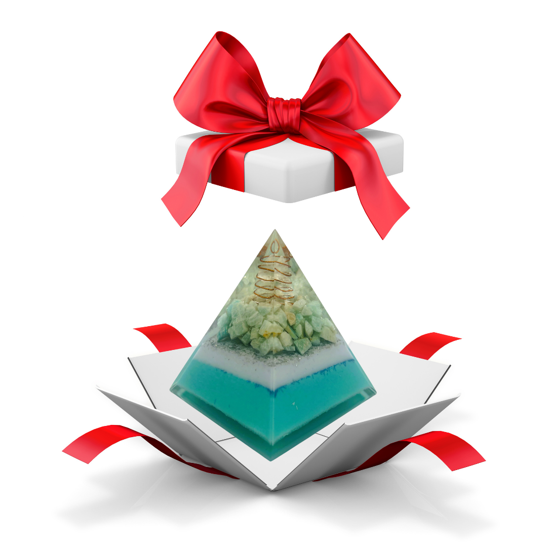 Amazonite Pyramid with Clear Quartz Crystal and Copper Coil