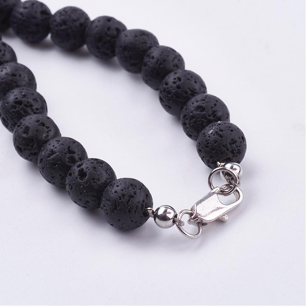 Natural Lava Aromatherapy Frosted Gemstone Necklace