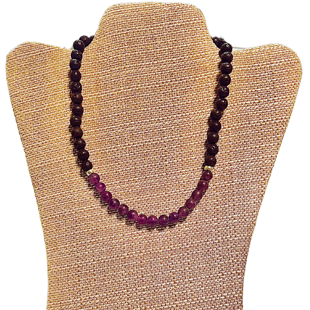 Natural Lava Aromatherapy Frosted Gemstone Necklace