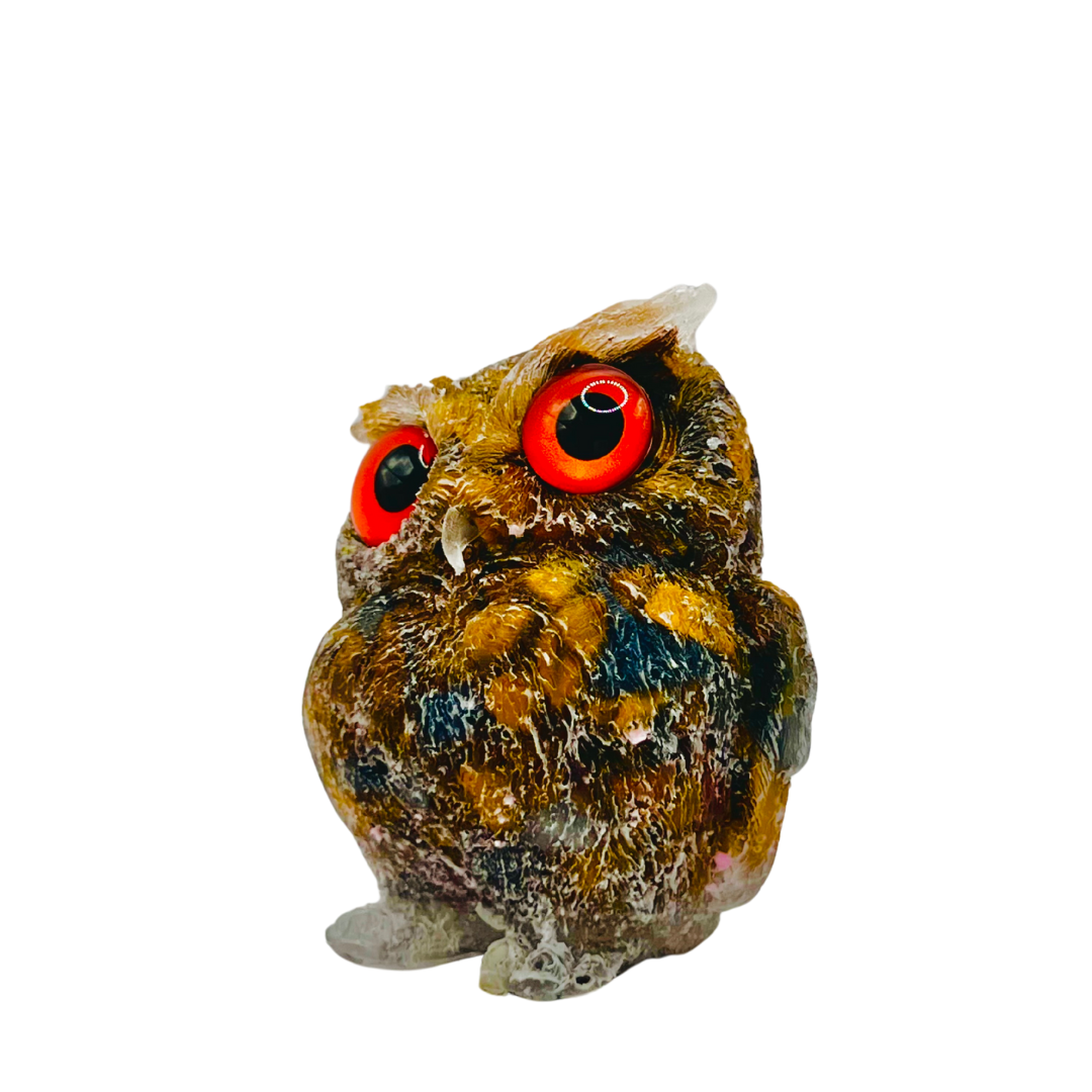 Tigers Eye Crystal Resin Owl