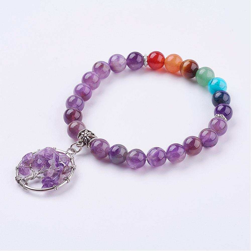 Gemstone-Chakra-Circle-Tree-of-Life-Chip-Bracelet