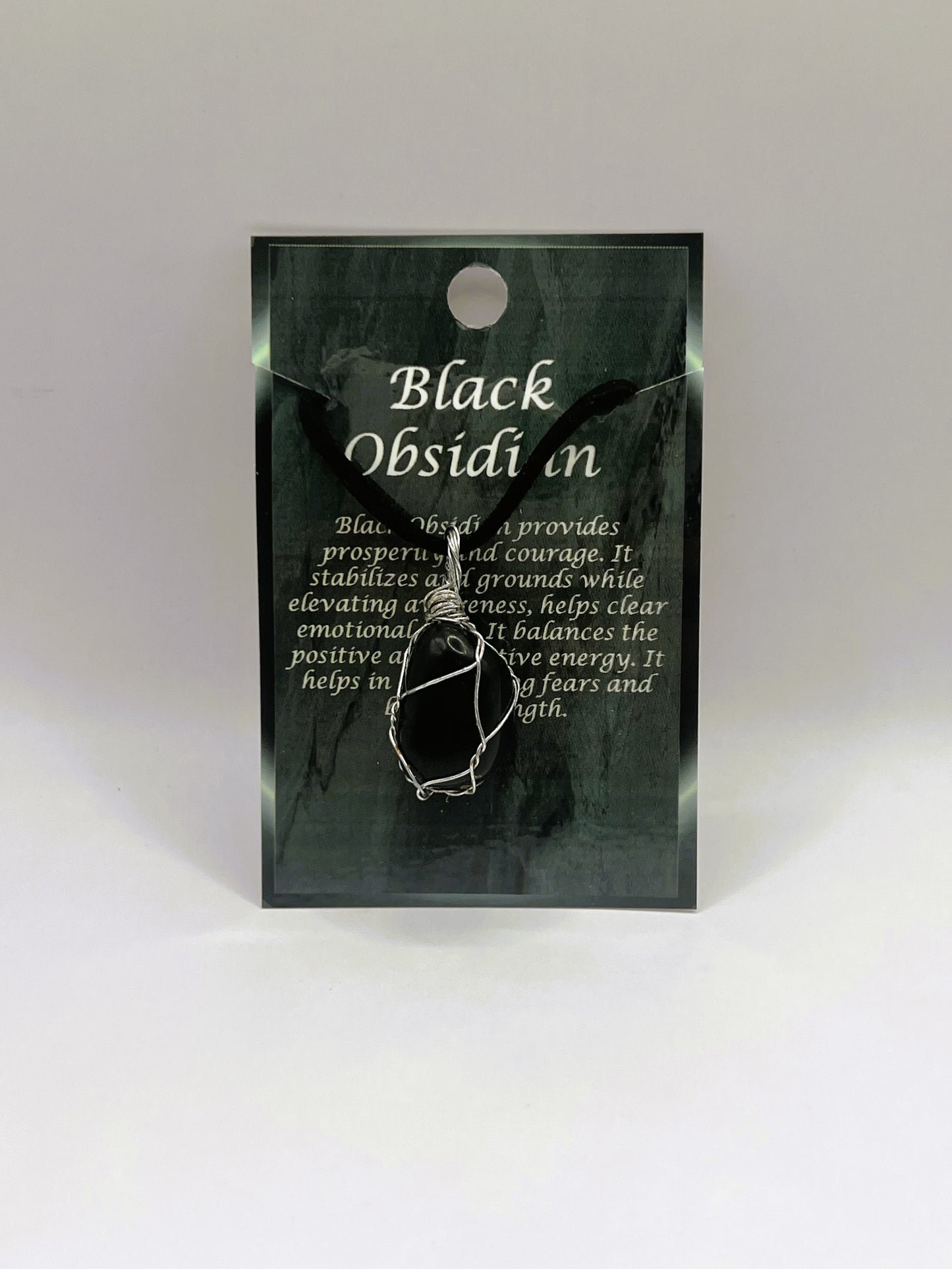 Black Obsidian Silver Wire Wrapped Necklace