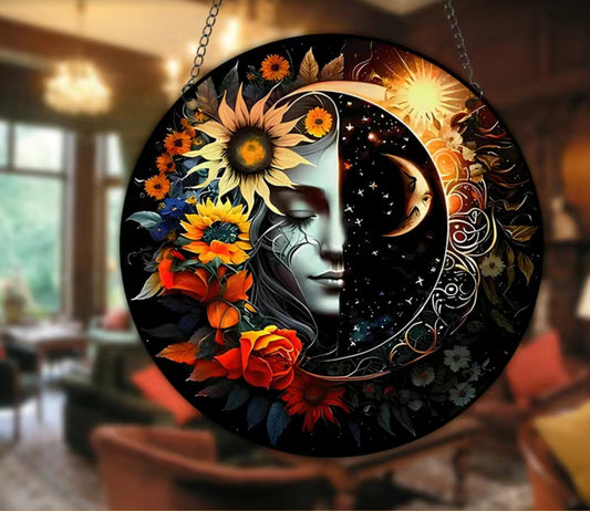 Sun Moon Flower Lady Suncatcher