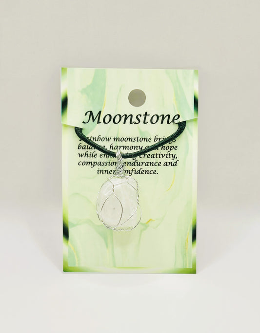 Moonstone Silver Wire Wrapped Necklace