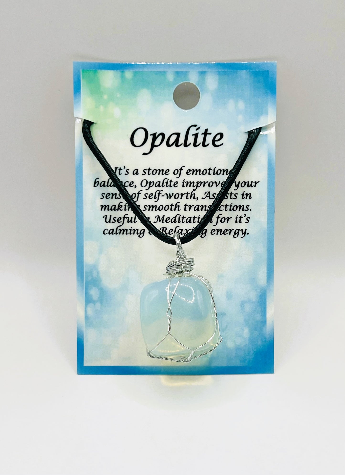 Opalite Silver Wire Wrapped Necklace