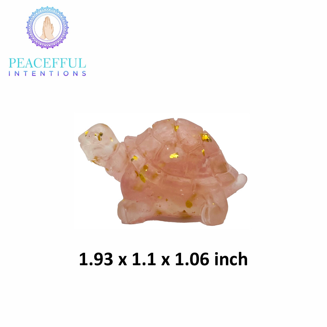 Rose Quartz Crystal Resin Turtle