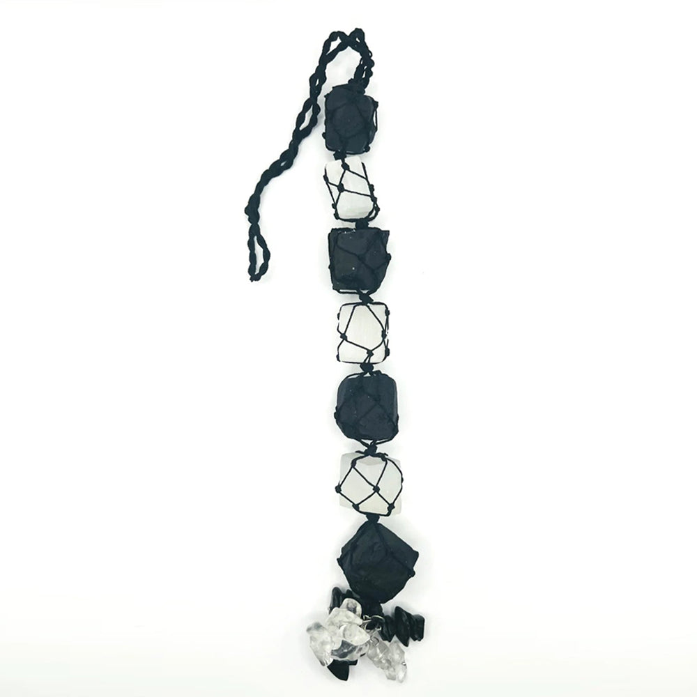 Selenite Black Tourmaline Hanging with Chips