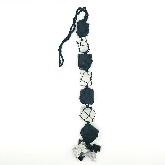 Selenite Black Tourmaline Hanging with Chips