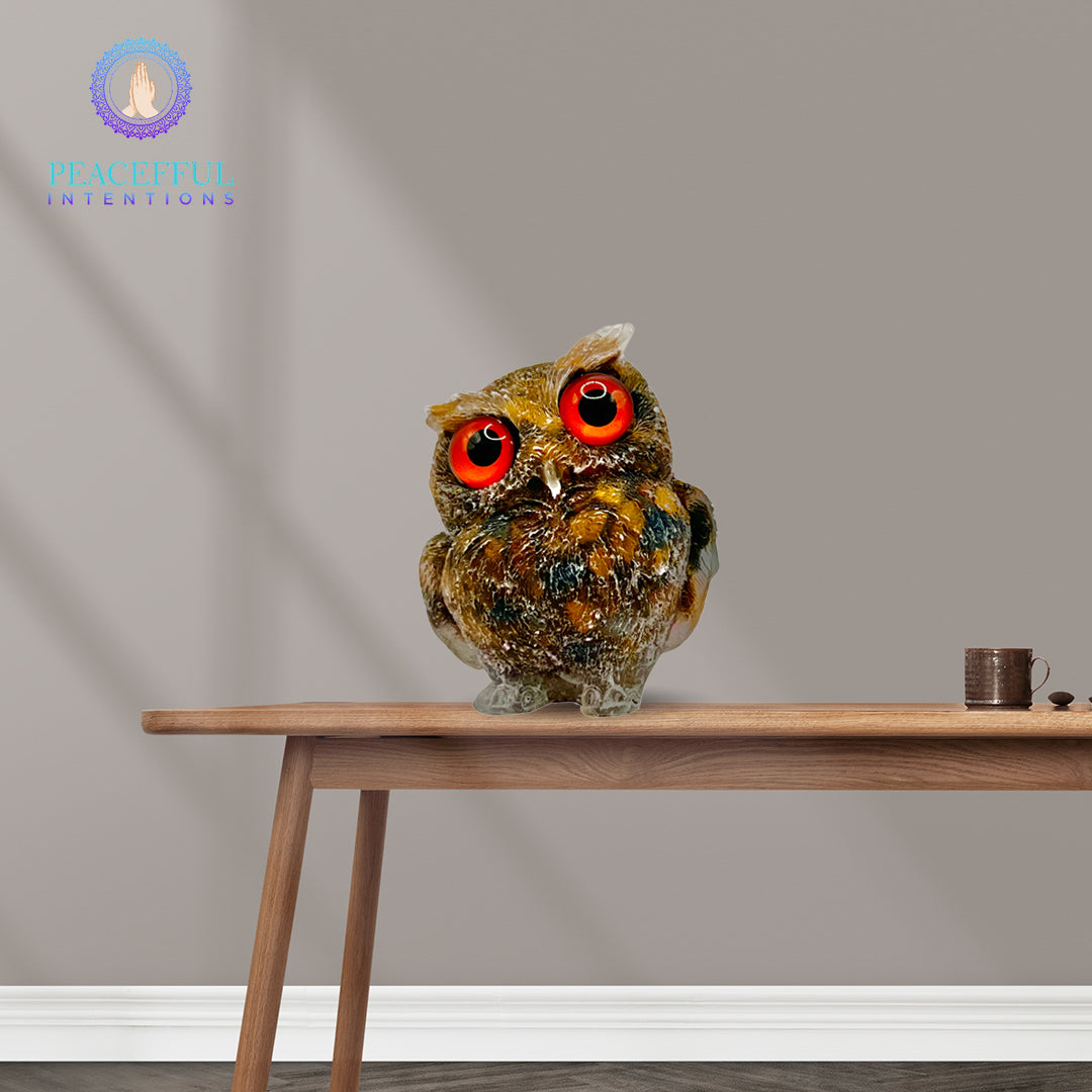 Tigers Eye Crystal Resin Owl