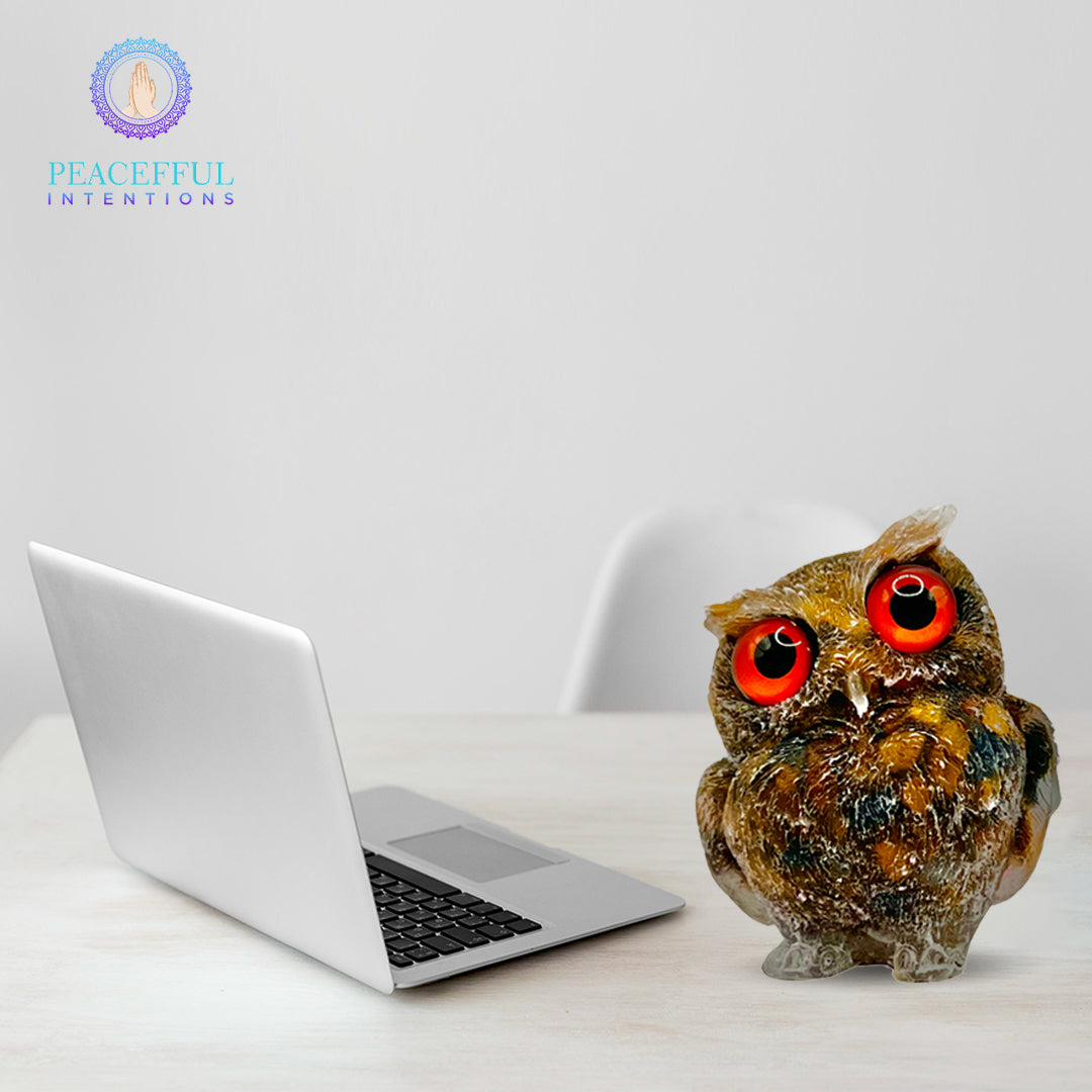 Tigers Eye Crystal Resin Owl