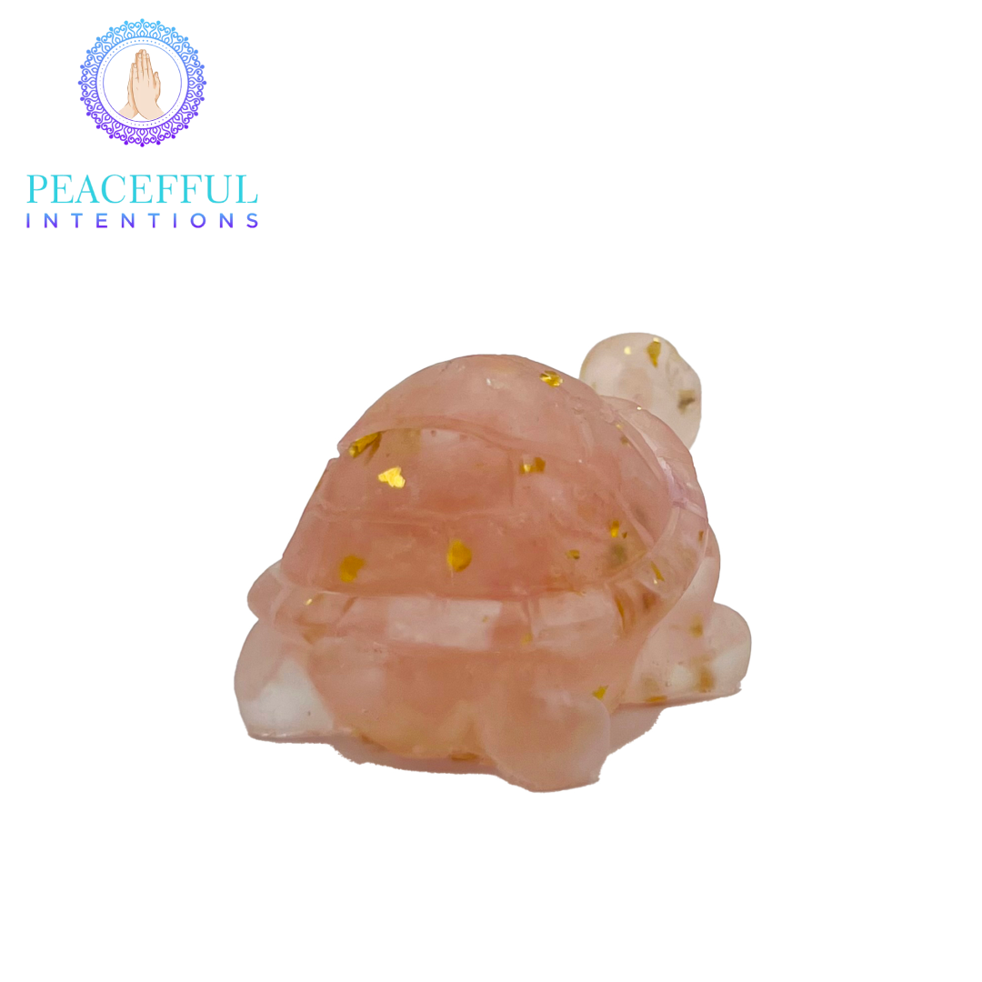 Rose Quartz Crystal Resin Turtle