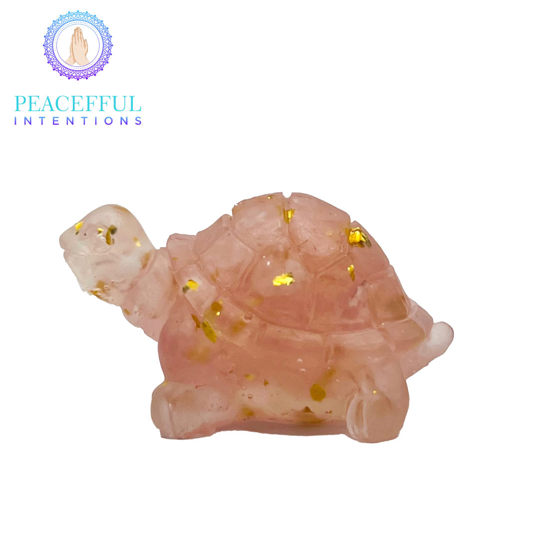 Rose Quartz Crystal Resin Turtle