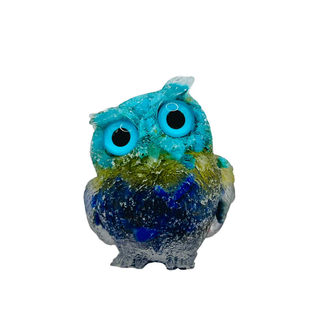 Turquoise-Citrine-and-Lapis-Crystal-Resin-Owl