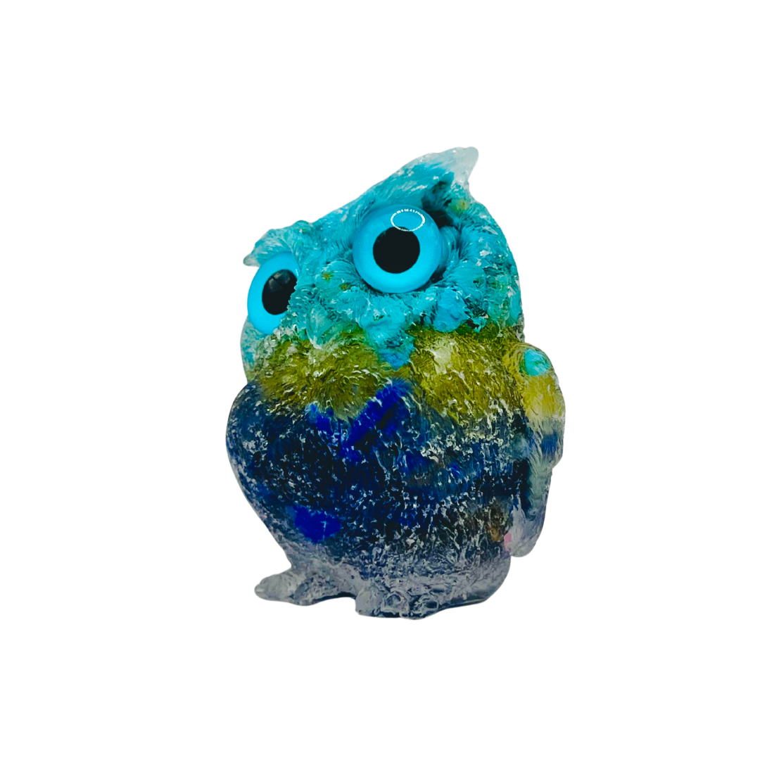 Turquoise-Citrine-and-Lapis-Crystal-Resin-Owl