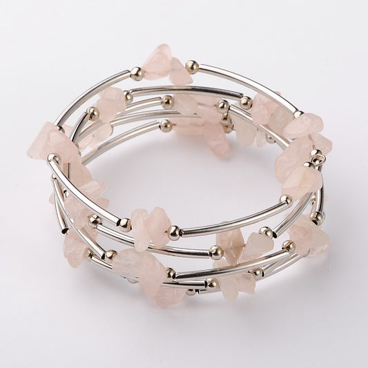 Rose Quartz Chip Wrap Bracelet