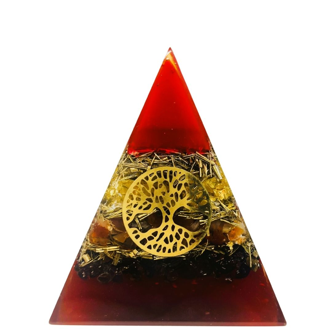 Citrine Carnelian Garnet Tree of Life Pyramid