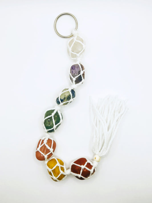 Chakra Natural Gemstone Hanging in White Thread with Tassel