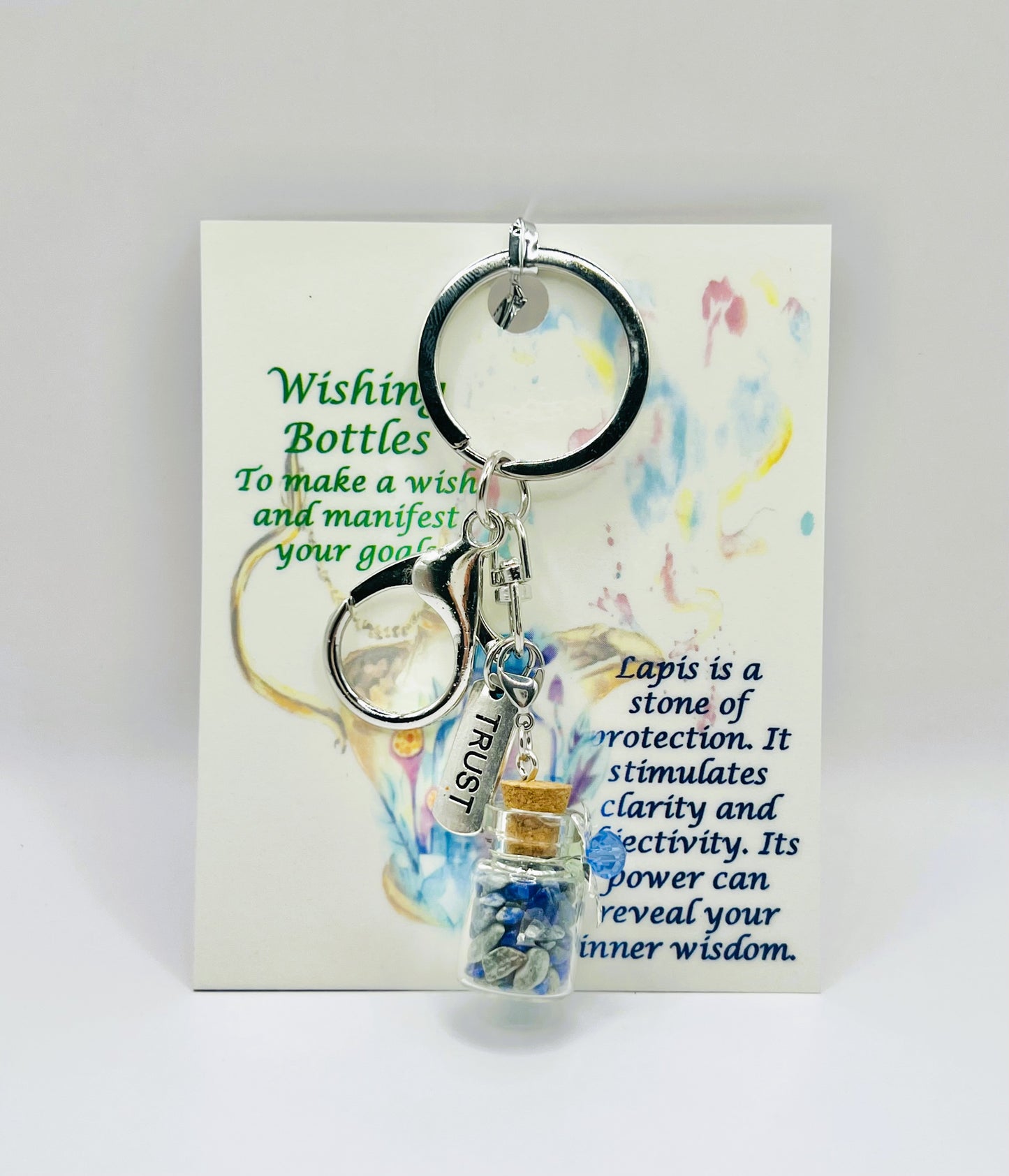 Lapis Wishing Bottle Keychain