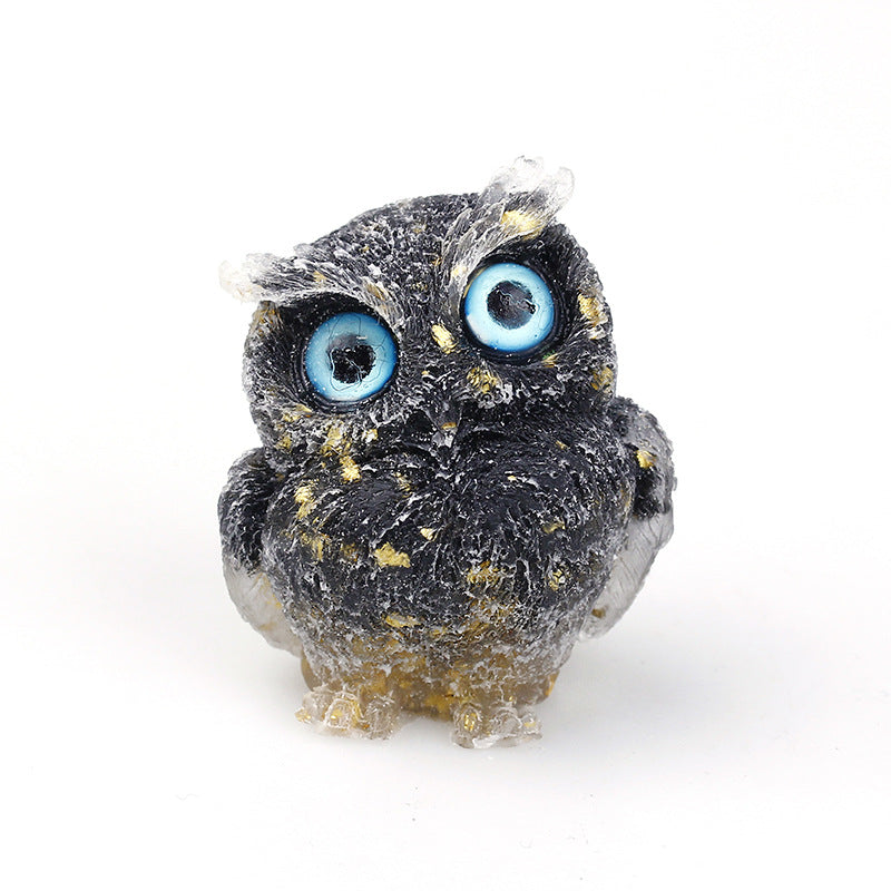 Black Obsidian Crystal Resin Owl