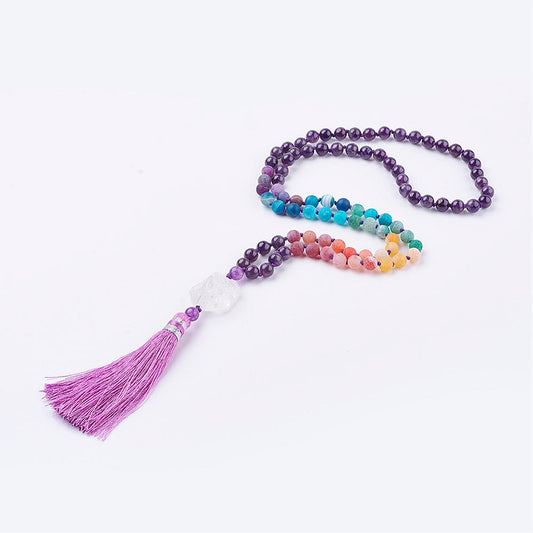 Amethyst-Mala-and-Frosted-Natural-Weathered-Agate-with-Tassel-&-Quartz-Crystal