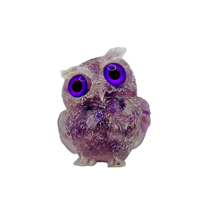 Amethyst Crystal Resin Owl