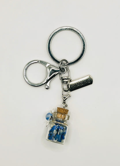 Lapis Wishing Bottle Keychain