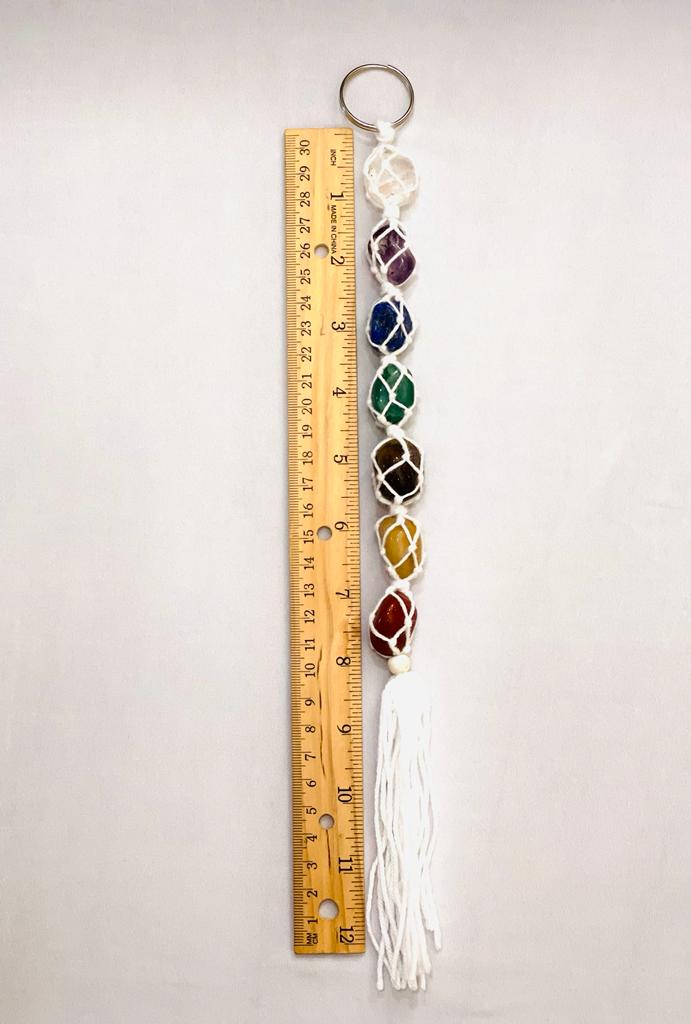 Chakra Natural Gemstone Hanging in White Thread with Tassel