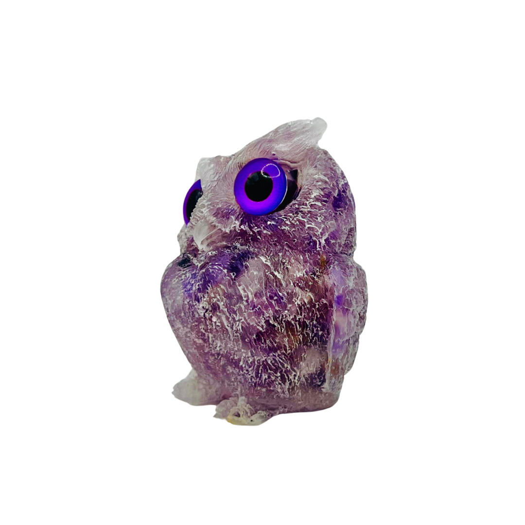 Amethyst Crystal Resin Owl