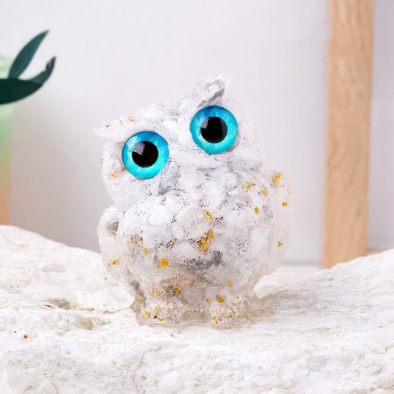 White Howlite Crystal Resin Owl