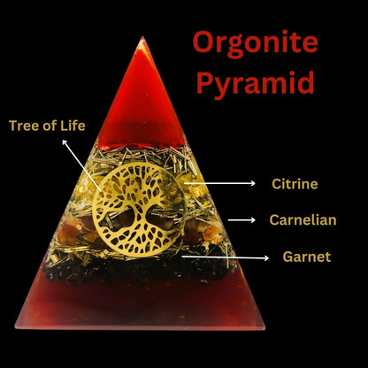 Citrine Carnelian Garnet Tree of Life Pyramid