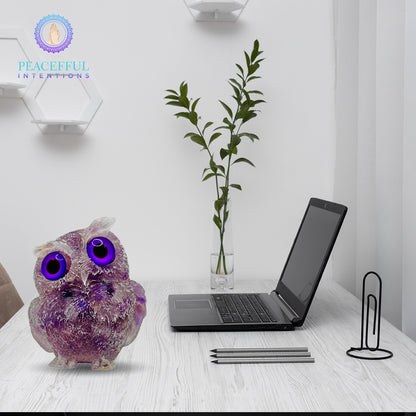 Amethyst-Crystal-Resin-Owl