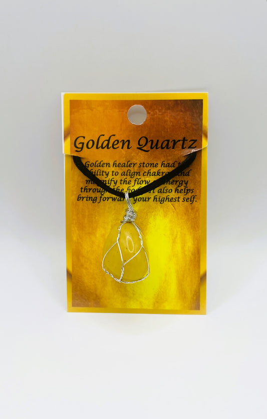Golden-Quartz-Silver-Wire-Wrapped-Necklace
