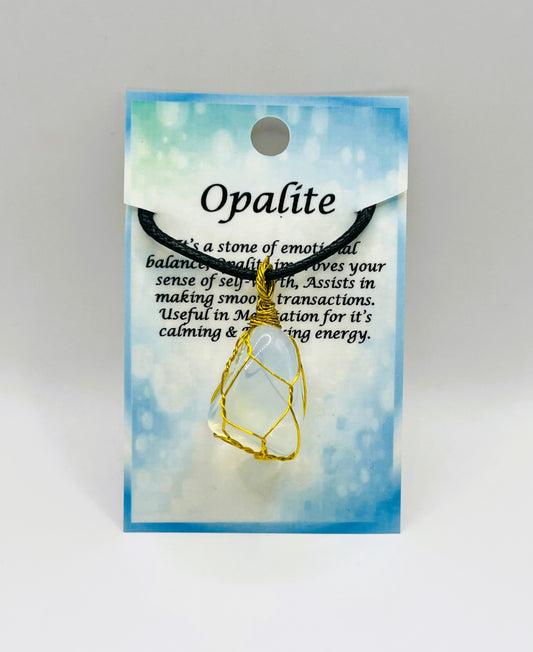 Opalite Golden Wire Wrapped Necklace