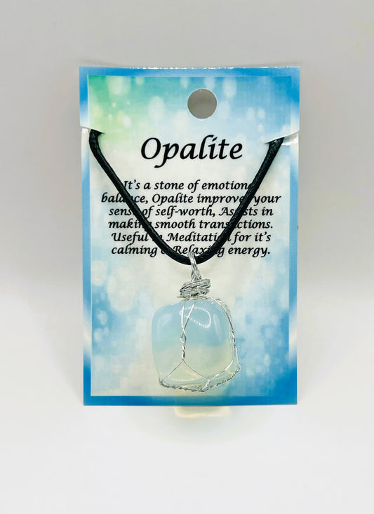 Opalite Silver Wire Wrapped Necklace