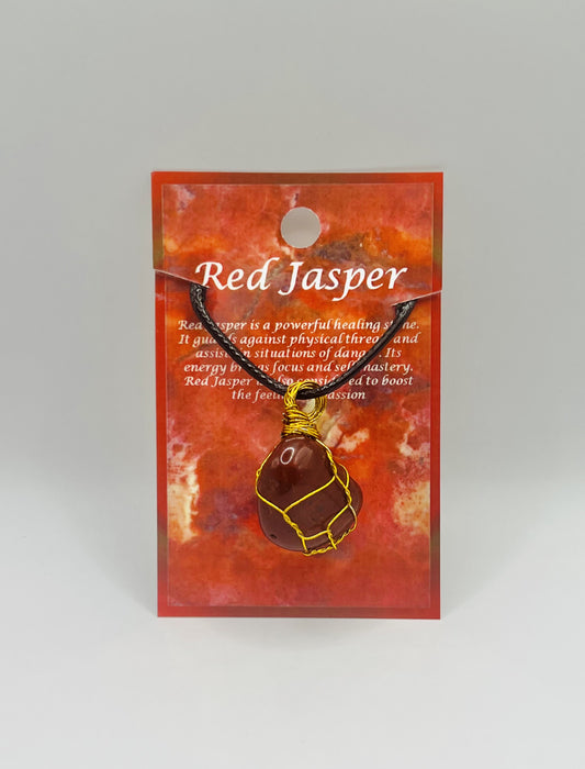 Red Jasper Golden Wire Wrapped Necklace