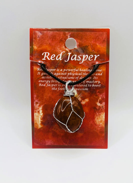Red Jasper Silver Wire Wrapped Necklace