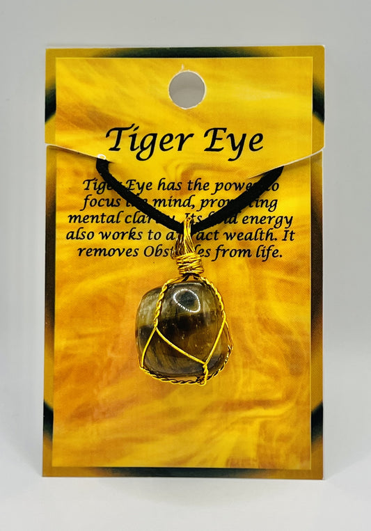 Tigers Eye Golden Wire Wrapped Necklace