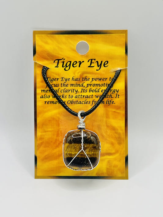 Tigers Eye Silver Wire Wrapped Necklace