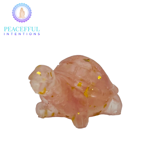 Rose Quartz Crystal Resin Turtle